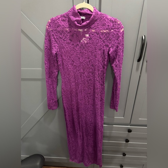 NWT AFRM Vibrant Purple Lace dress with slip - Picture 4 of 8